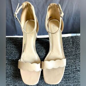 Beige summer 2.5 inch heel, single strap,  like new.